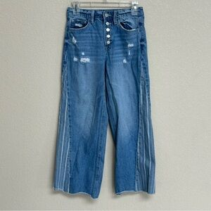 Mica Denim Button Fly Distressed Wide Leg Jeans Women’s 26 (Fits Like 24/25)